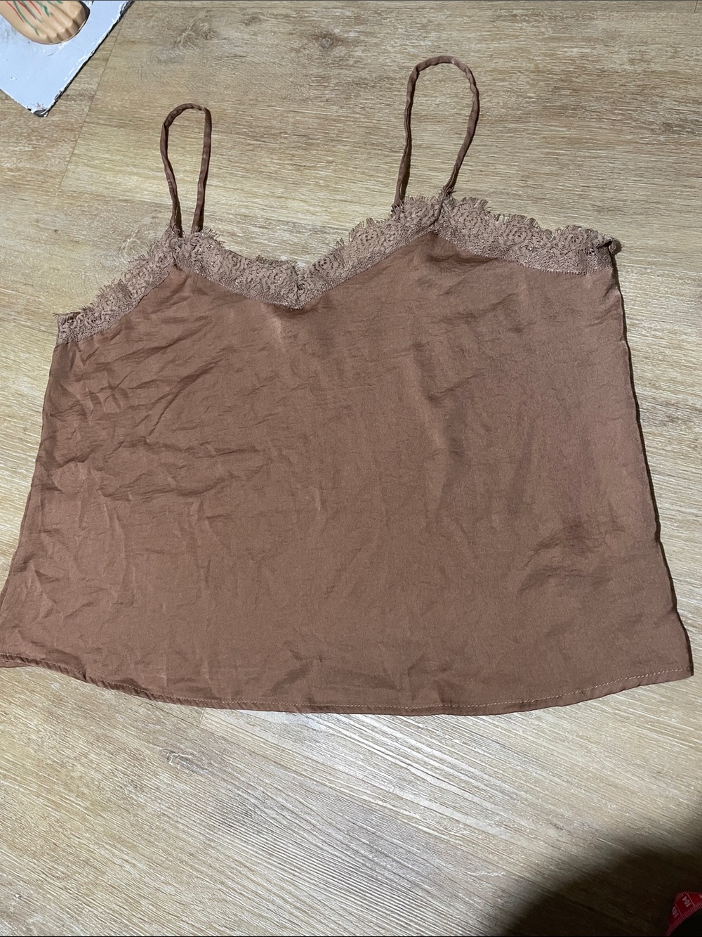 wild fable Brown Lace-Trim Cami LARGE
